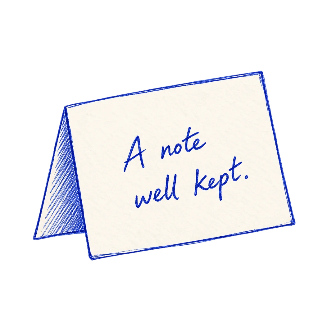 A sample handwritten card: A note well kept. — Inkly.